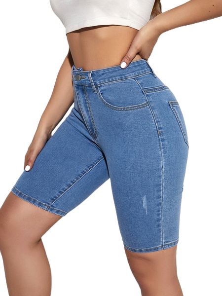 solid skinny denim shorts h8pl#, White;black