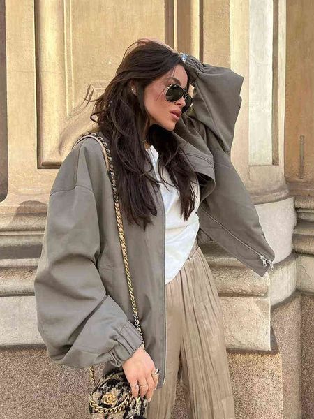 women bomber jacket autumn grey casual loose abrigo femme zipper o neck high fashion coat chaquetas batwing sleeve l220714, Black;brown
women bomber jacket autumn grey casual loose abrigo femme zipper o neck high fashion coat chaquetas batwing sleeve l220714, Black;brown