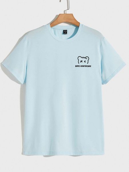men cartoon & slogan graphic tee u9um#, White;black