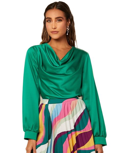 solid draped detail satin e3w3#, White
solid draped detail satin e3w3#, White