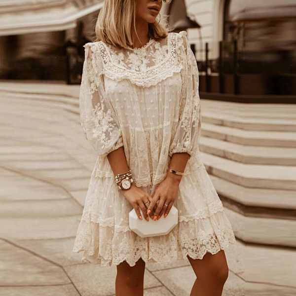 summer fashion embroidery lace mesh dress elegant party solid 4 sleeve ruffle mini dresses women o neck loose beach vestidos, Black;gray
summer fashion embroidery lace mesh dress elegant party solid 4 sleeve ruffle mini dresses women o neck loose beach vestidos, Black;gray