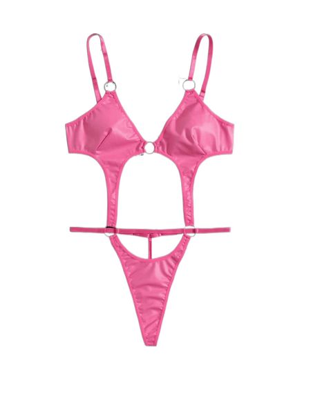 romwe cyber luvr solid cut out ring decor pu teddy bodysuit y5ty#, Black;red 
romwe cyber luvr solid cut out ring decor pu teddy bodysuit y5ty#, Black;red