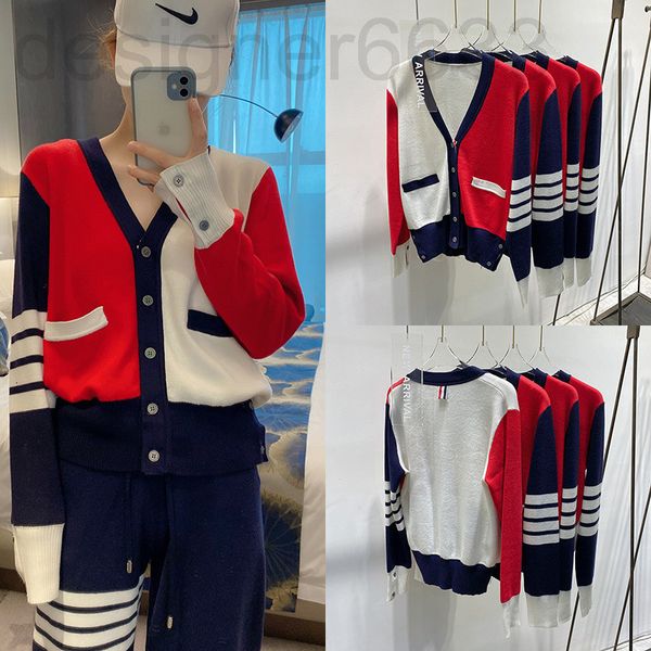 women's knits & tees designer temperament v-neck tb contrast four bar knitted cardigan women's wear small coat trend in autumn and, White
women's knits & tees designer temperament v-neck tb contrast four bar knitted cardigan women's wear small coat trend in autumn and, White