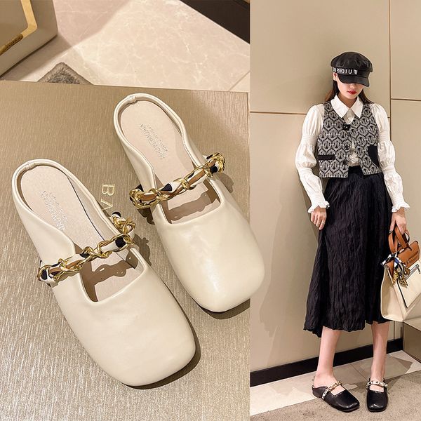 summer 2022 chain daily breathable korean baotou flat bottom women's slippers lazy shoes, Black
summer 2022 chain daily breathable korean baotou flat bottom women's slippers lazy shoes, Black