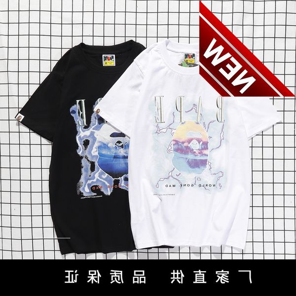 hong kong fashion brand bap round neck printed short sleeve t-shirt men's and women's casual ape head camouflage half loose bottom, White;black
hong kong fashion brand bap round neck printed short sleeve t-shirt men's and women's casual ape head camouflage half loose bottom, White;black