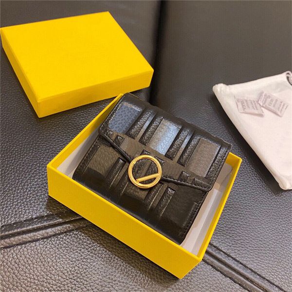 cowhide three folding wallets double letter designer money clips metal letters buckle short purses with box, Black
cowhide three folding wallets double letter designer money clips metal letters buckle short purses with box, Black