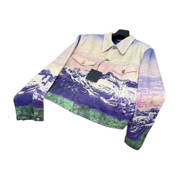 french style men's women's denim jacket designers snow mountain scenery painting denim oversized coat trendy luxury letters leathe, Black;brown
french style men's women's denim jacket designers snow mountain scenery painting denim oversized coat trendy luxury letters leathe, Black;brown