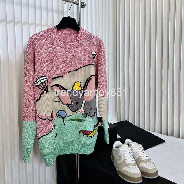 women's sweaters youth round neck long sleeve cartoon elephant jacquard embroidery color matching loose casual sweater women, White;black
women's sweaters youth round neck long sleeve cartoon elephant jacquard embroidery color matching loose casual sweater women, White;black