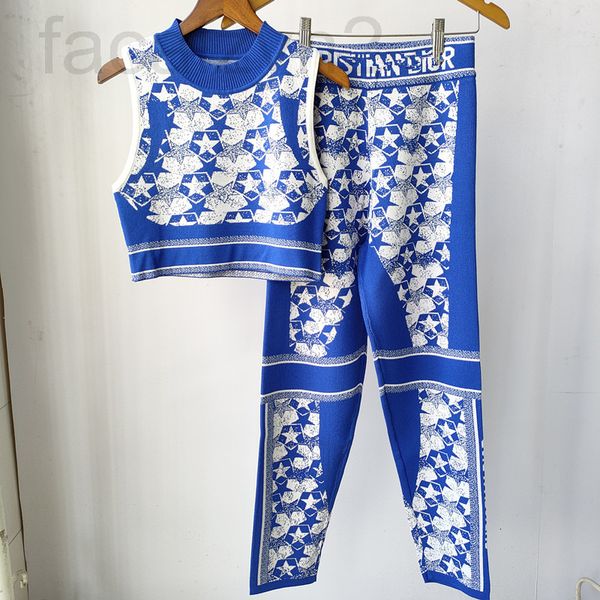 women's two piece pants designer 22 new summer five-star jacquard knitted vest and pants 2-piece set dc44, White
women's two piece pants designer 22 new summer five-star jacquard knitted vest and pants 2-piece set dc44, White