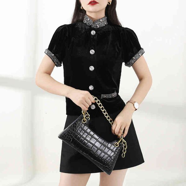 women's t-shirt small fragrance golden velvet summer french polo collar t-shirt heavy industry short sleeve women tysy, White
women's t-shirt small fragrance golden velvet summer french polo collar t-shirt heavy industry short sleeve women tysy, White