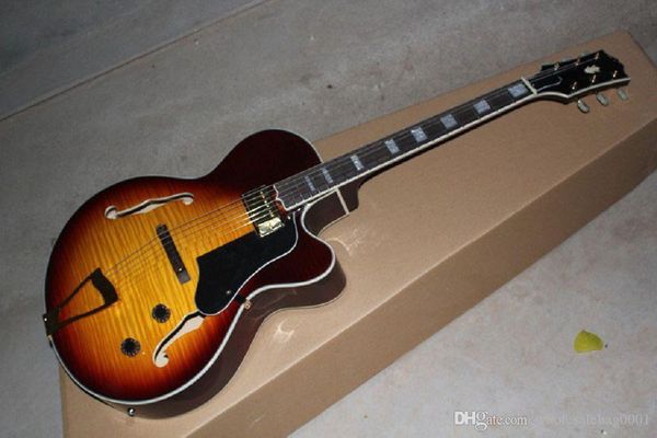 wholesale tiger maple sunburst hollow jazz l-5 l5 jazz electric guitar @24 
wholesale tiger maple sunburst hollow jazz l-5 l5 jazz electric guitar @24