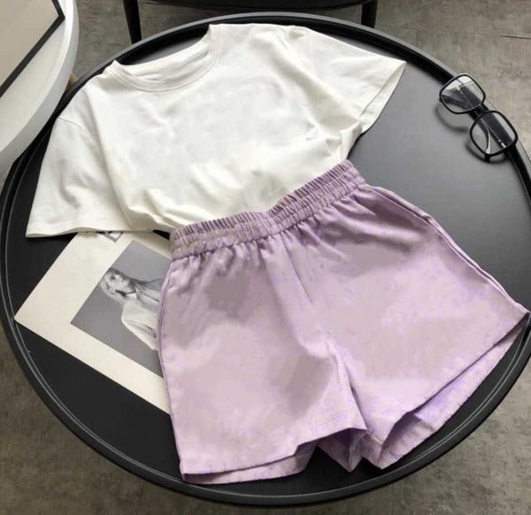 2021 new women's wear famous designer fashion purple jacquard letter lovely suit women's leisure sports pure cotton short sleeved, White
2021 new women's wear famous designer fashion purple jacquard letter lovely suit women's leisure sports pure cotton short sleeved, White