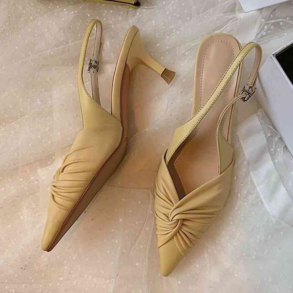 sandals fried chicken thin wrinkled baotou sandals women's heels spring and summer pointed back empty cow leather high olv4, Black
sandals fried chicken thin wrinkled baotou sandals women's heels spring and summer pointed back empty cow leather high olv4, Black