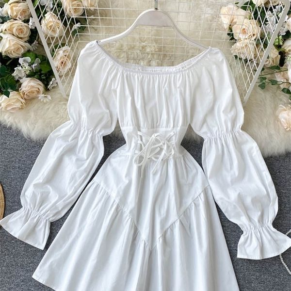yuoomuoo early autumn dress retro gothic women white black bandage mini dress off shoulder puff sleeve korean vestidos 220513, Black;gray
yuoomuoo early autumn dress retro gothic women white black bandage mini dress off shoulder puff sleeve korean vestidos 220513, Black;gray