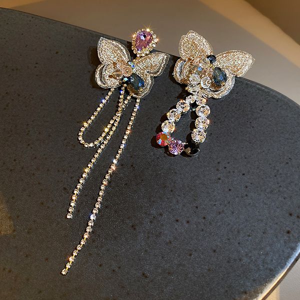 925 silver needle korean fashion new asymmetric diamond crystal butterfly earrings earrings selling temperament eardrop female, Golden
925 silver needle korean fashion new asymmetric diamond crystal butterfly earrings earrings selling temperament eardrop female, Golden