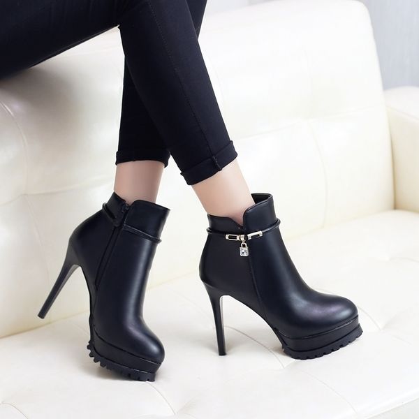 new genuine leather lace up ankle round toe platform high thick heel boots shoes women y200115, Black
new genuine leather lace up ankle round toe platform high thick heel boots shoes women y200115, Black