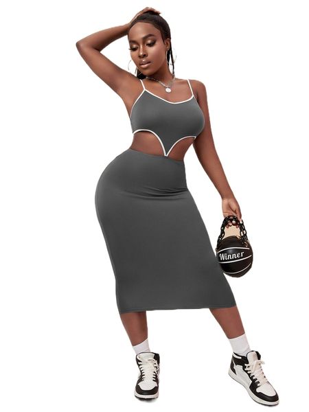 sxy cut out contrast binding cami dress 17ao#, Black;gray
sxy cut out contrast binding cami dress 17ao#, Black;gray