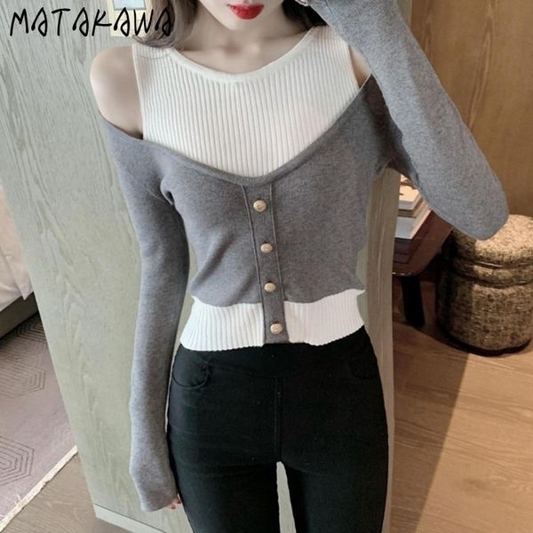 autumn temperament oneshoulder slim sweater women longsleeved pullovers fashion stitching knitted 210506, White;black
autumn temperament oneshoulder slim sweater women longsleeved pullovers fashion stitching knitted 210506, White;black