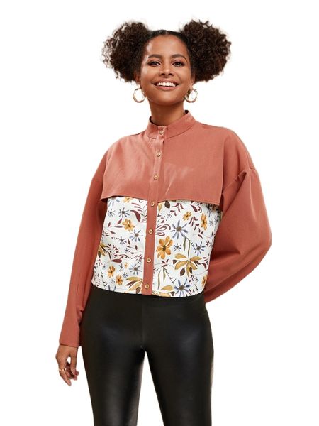 x serenity floral print drop shoulder 2 in 1 blouse m2vt#, White
x serenity floral print drop shoulder 2 in 1 blouse m2vt#, White