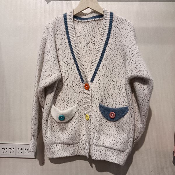 women autumn knitted cardigan sweater with button female pocket casual v-neck knitwear striped long sleeve open stitch sweaters, White;black
women autumn knitted cardigan sweater with button female pocket casual v-neck knitwear striped long sleeve open stitch sweaters, White;black