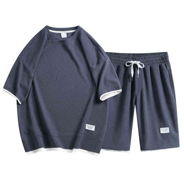 casual sportswear is fashionable and versatile waffle short sleeve t-shirt set men's summer loose trend sports cropped pants two piece, Gray
casual sportswear is fashionable and versatile waffle short sleeve t-shirt set men's summer loose trend sports cropped pants two piece, Gray