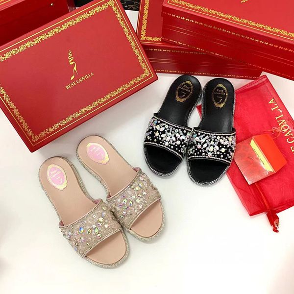 brand slippers luxury flats rene caovilla sandals women summer crystal rhinestone designer sandalias party dress shoes embellished, Black
brand slippers luxury flats rene caovilla sandals women summer crystal rhinestone designer sandalias party dress shoes embellished, Black