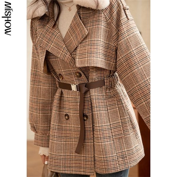 mishow winter wool coats for women plaid warm thick jackets fur collar long sleeve outerwear female overcoats mx20d9755 201223, Black
mishow winter wool coats for women plaid warm thick jackets fur collar long sleeve outerwear female overcoats mx20d9755 201223, Black