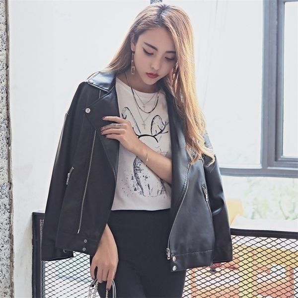 sungtin spring autumn pu leather jacket women loose coat ladies casual brand zipper motorcycle biker jacket outerwear female 201214, Black
sungtin spring autumn pu leather jacket women loose coat ladies casual brand zipper motorcycle biker jacket outerwear female 201214, Black