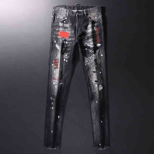 men's jeans washed holes drill pattern printing speckled paint cigarette lighting grey legged jeans men kdt0, Blue
men's jeans washed holes drill pattern printing speckled paint cigarette lighting grey legged jeans men kdt0, Blue