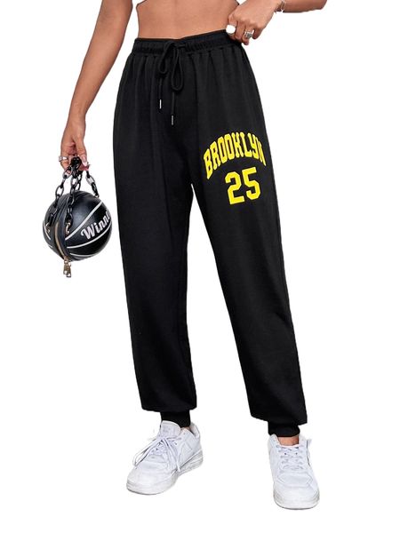 letter graphic drawstring waist sweatpants k9xn#, Black;white 
letter graphic drawstring waist sweatpants k9xn#, Black;white