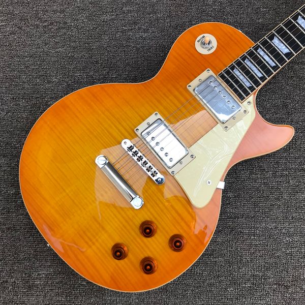 lp electric guitar, rosewood fingerboard, one piece of body and neck, frets binding, tune-o-matic bridge, honey burst maple solid mahogany
lp electric guitar, rosewood fingerboard, one piece of body and neck, frets binding, tune-o-matic bridge, honey burst maple solid mahogany