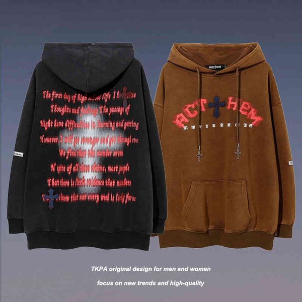 tkpa autumn new high street cross print hoodie for men and women hip hop loose, Black
tkpa autumn new high street cross print hoodie for men and women hip hop loose, Black