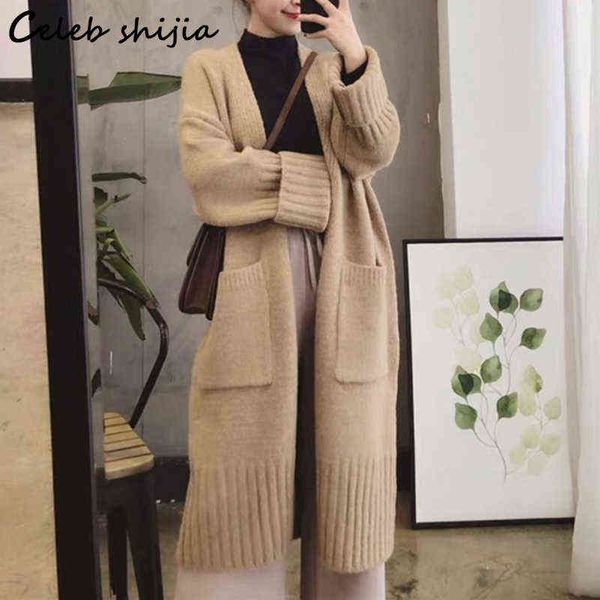 shijia khaki long knitted cardigan woman pocket fall 2021 long sleeve korean wool sweater cardigans female gray knit coat t220714, Black
shijia khaki long knitted cardigan woman pocket fall 2021 long sleeve korean wool sweater cardigans female gray knit coat t220714, Black