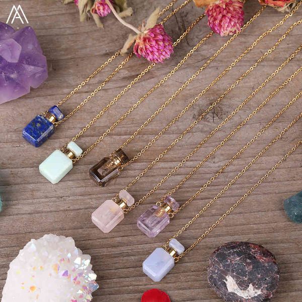 plated gold chains small perfume bottle natural gemstones pendantsquartz crystal essential oil diffuser vial necklace charms, Silver
plated gold chains small perfume bottle natural gemstones pendantsquartz crystal essential oil diffuser vial necklace charms, Silver