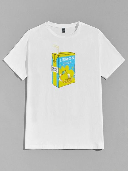 men cartoon graphic round neck tee t1me#, White;black 
men cartoon graphic round neck tee t1me#, White;black