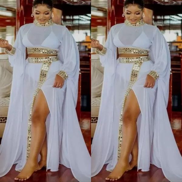two piece evening dresses long sleeves 2022 floor length mermaid high collar beaded side slit chiffon custom made plus size prom party gown, Black;red
two piece evening dresses long sleeves 2022 floor length mermaid high collar beaded side slit chiffon custom made plus size prom party gown, Black;red