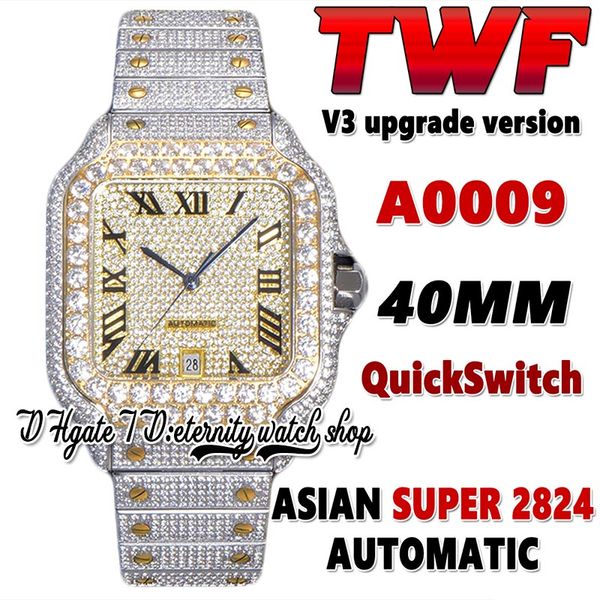 2022 twf v3 sa0009 paved diamonds eta a2824 automatic mens watch fully iced out diamond roman gold dial quick switch steel bracelet super ed, Slivery;brown
2022 twf v3 sa0009 paved diamonds eta a2824 automatic mens watch fully iced out diamond roman gold dial quick switch steel bracelet super ed, Slivery;brown