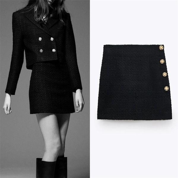 black mini skirts women za autumn winter vintage metal button high waist aline skirt fashion office ladies skirts 210319
black mini skirts women za autumn winter vintage metal button high waist aline skirt fashion office ladies skirts 210319