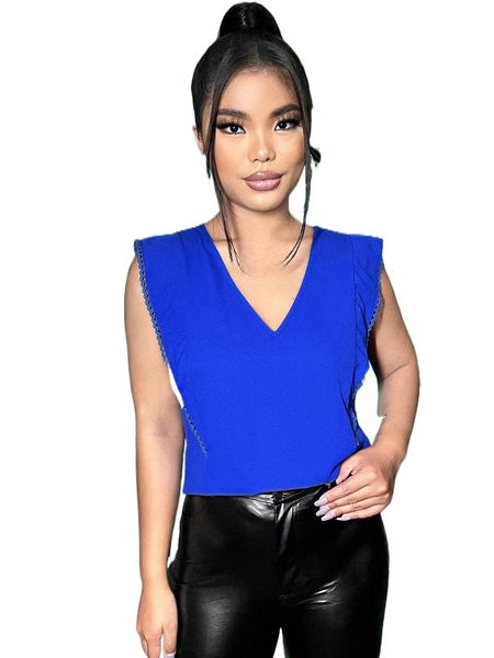 sxy solid lace trim blouse f0tb#, White
sxy solid lace trim blouse f0tb#, White