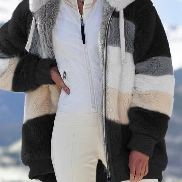 europe and the united states autumn and winter warm plush and zipper pocket hooded loose jacket women 220816, Black
europe and the united states autumn and winter warm plush and zipper pocket hooded loose jacket women 220816, Black