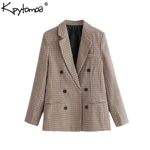 vintage double breasted plaid ol blazers coat women 2019 fashion long sleeve office ladies outerwear casual workwear jacket t200319, White;black
vintage double breasted plaid ol blazers coat women 2019 fashion long sleeve office ladies outerwear casual workwear jacket t200319, White;black