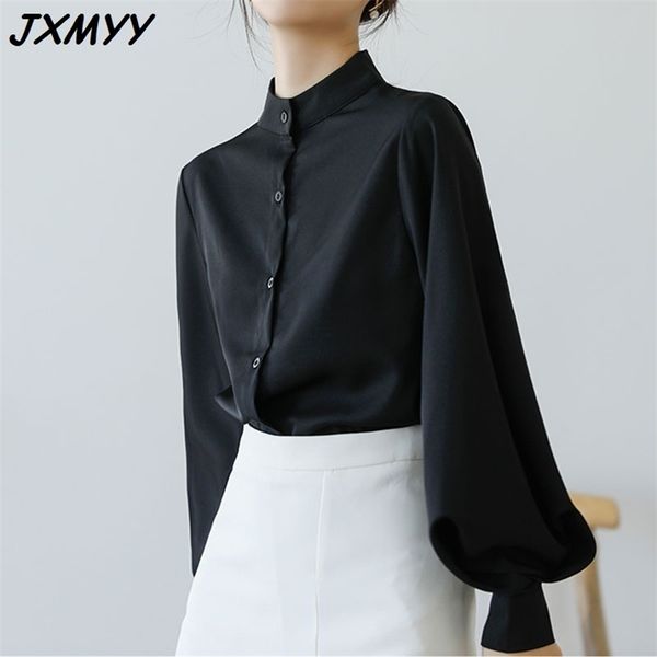 retro lantern sleeve shirt female office ladies black white chiffon shirt casual ol korean solid loose jxmyy 210412
retro lantern sleeve shirt female office ladies black white chiffon shirt casual ol korean solid loose jxmyy 210412