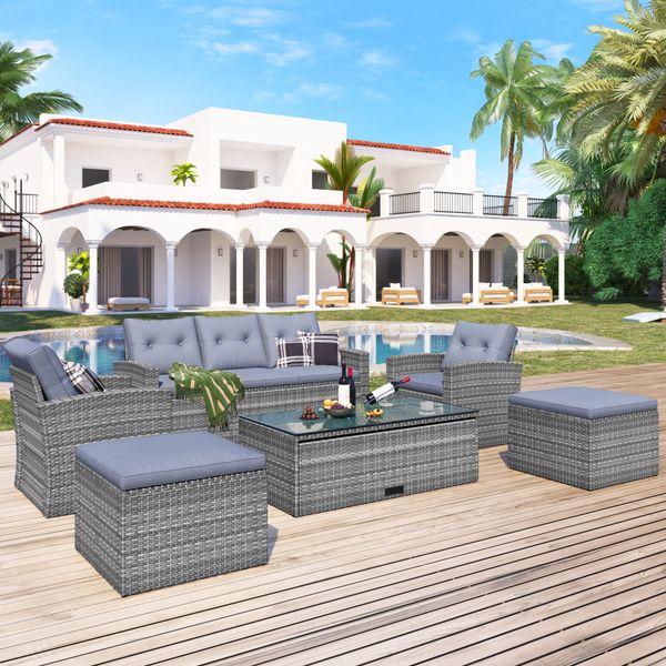 6 piece all weather wicker pe rattan outdoor dining conversation combo removable cushions
6 piece all weather wicker pe rattan outdoor dining conversation combo removable cushions