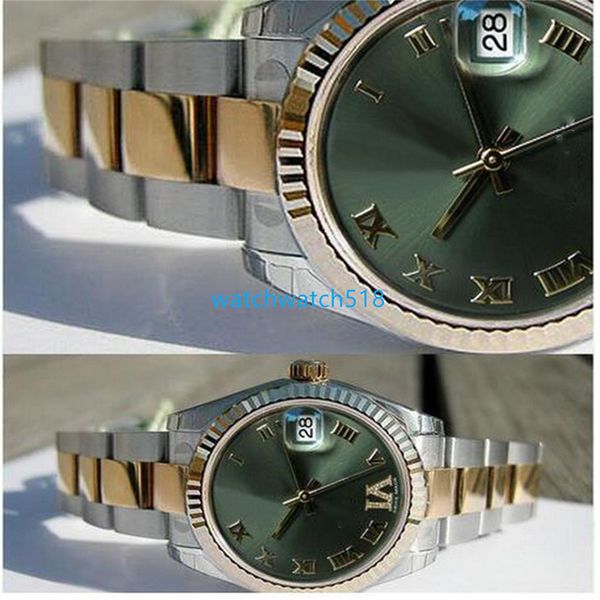 mens automatic mechanical watch luxury sapphire ss/18k yellow gold green roman diamond vi #178273 two tone solid clasp men's wristwatch, Slivery;brown
mens automatic mechanical watch luxury sapphire ss/18k yellow gold green roman diamond vi #178273 two tone solid clasp men's wristwatch, Slivery;brown