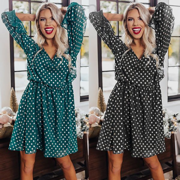 casual dresses designer 2022 spring new women's fashion wave point ruffle long sleeve large swing casual dress, Black;gray
casual dresses designer 2022 spring new women's fashion wave point ruffle long sleeve large swing casual dress, Black;gray