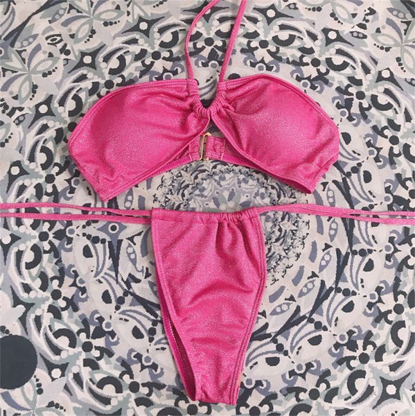 pink glitter bikini set women fashion swimwear swimsuit bandage bling bathing suits pad tow-piece solid colors simple style
pink glitter bikini set women fashion swimwear swimsuit bandage bling bathing suits pad tow-piece solid colors simple style