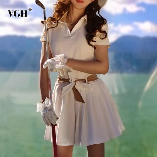 white casual dress for women polo collar short sleeve high waist hit color sashes slim mini pleated dresses female 210507, Black;gray
white casual dress for women polo collar short sleeve high waist hit color sashes slim mini pleated dresses female 210507, Black;gray