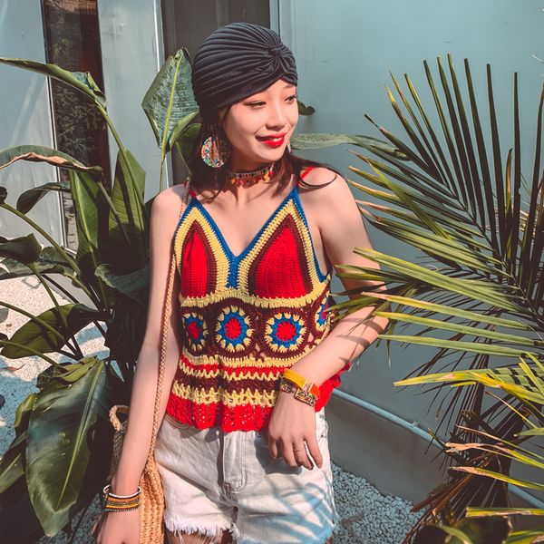 thai tourist hippie hand-crafted bohemian crochet sling exotic resort vest beach bikini 0613, White
thai tourist hippie hand-crafted bohemian crochet sling exotic resort vest beach bikini 0613, White