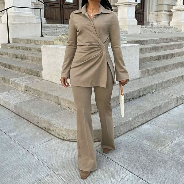 xeasy autumn women vintage two piece set solid long sleeve shirt female elastic high waist casual flare pants 220809, White
xeasy autumn women vintage two piece set solid long sleeve shirt female elastic high waist casual flare pants 220809, White