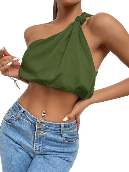 one shoulder crop 63zm#, White 
one shoulder crop 63zm#, White